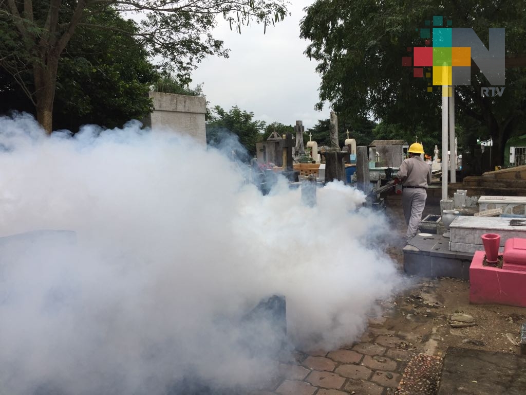 Intensifican trabajos de limpieza y fumigación en los panteones de Coatzacoalcos