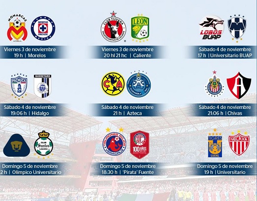 Fecha 16 de la Liga MX inicia el viernes con dos partidos