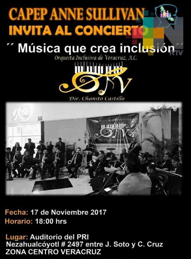 Invita Orquesta Inclusiva de Veracruz a concierto en beneficio de CAPEP «Anne Sullivan»