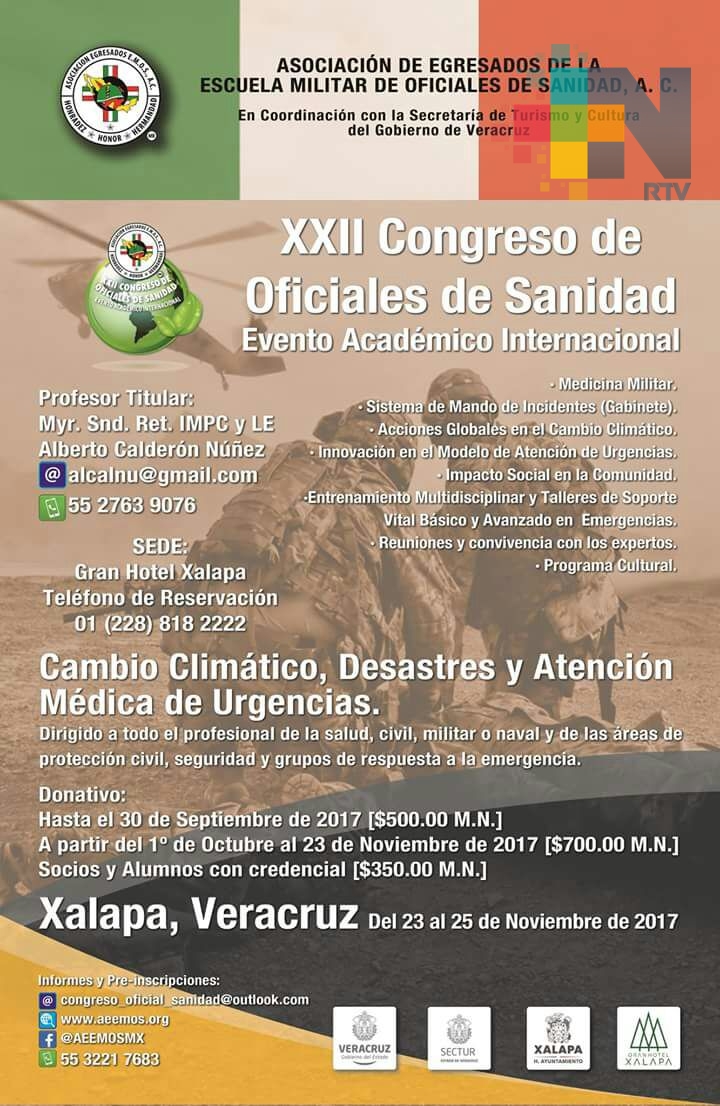 Invitan al XXII Congreso Internacional de Oficiales de Sanidad Militar