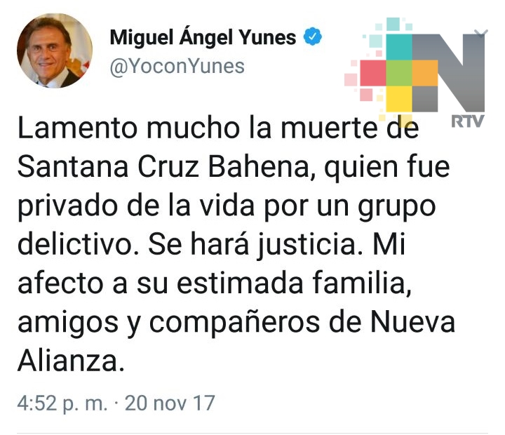 Se hará justicia, asegura el gobernador Yunes tras asesinato de alcalde electo en Hidalgotitlán