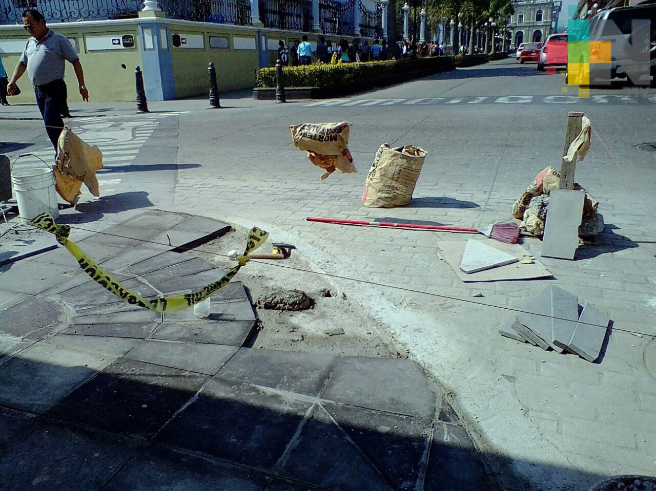Reinician trabajo de rehabilitación de banquetas en el Centro Histórico de Córdoba