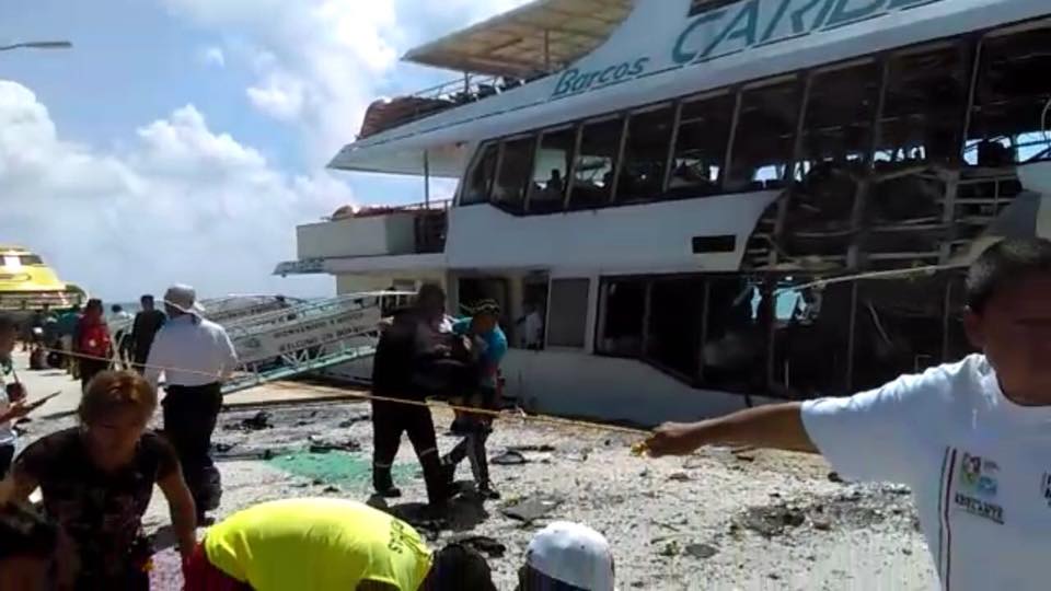 Explosión en embarcación deja 18 heridos en Playa del Carmen