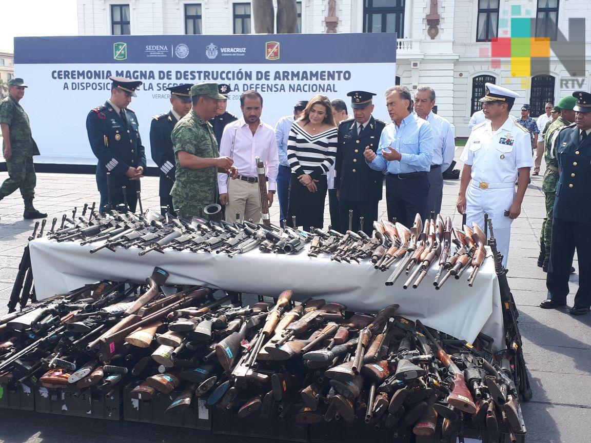 Destruyen armamento decomisado en Veracruz, Puebla y Tlaxcala