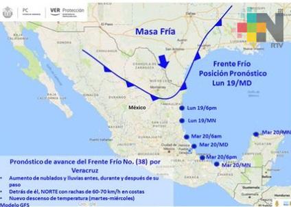 Pronostican lluvia y granizo por entrada del FF 38, a partir de este martes