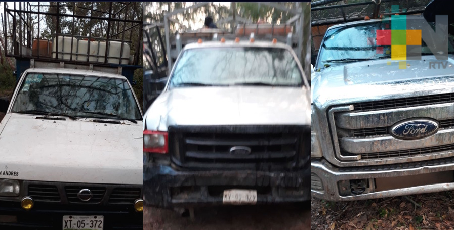 PF asegura tres camionetas en Coatzacoalcos; una transportaba combustible
