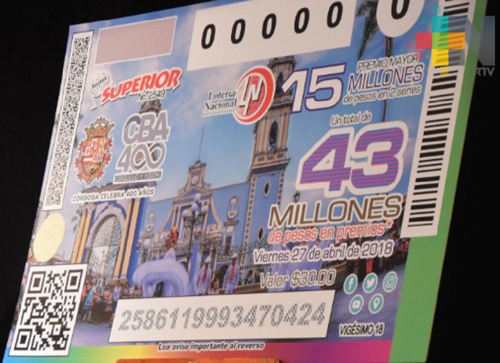 Dedica Lotería Nacional billete conmemorativo a los 400 años de Córdoba