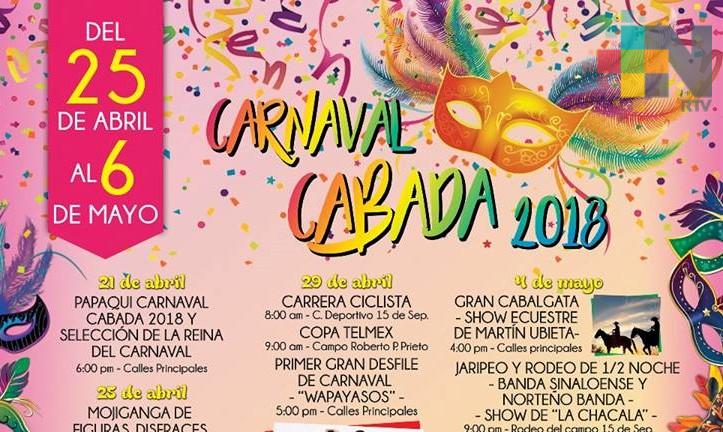 Carnaval de Ángel R. Cabada se realizará del 25 de abril al 6 de mayo