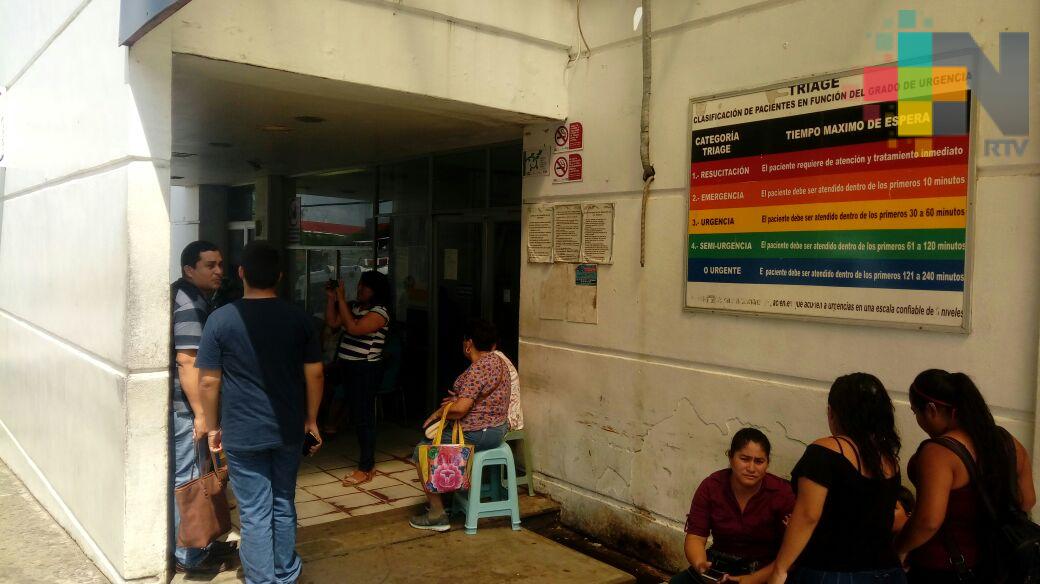 Atiende área de urgencias de hospital regional de Coatzacoalcos hasta 150 pacientes