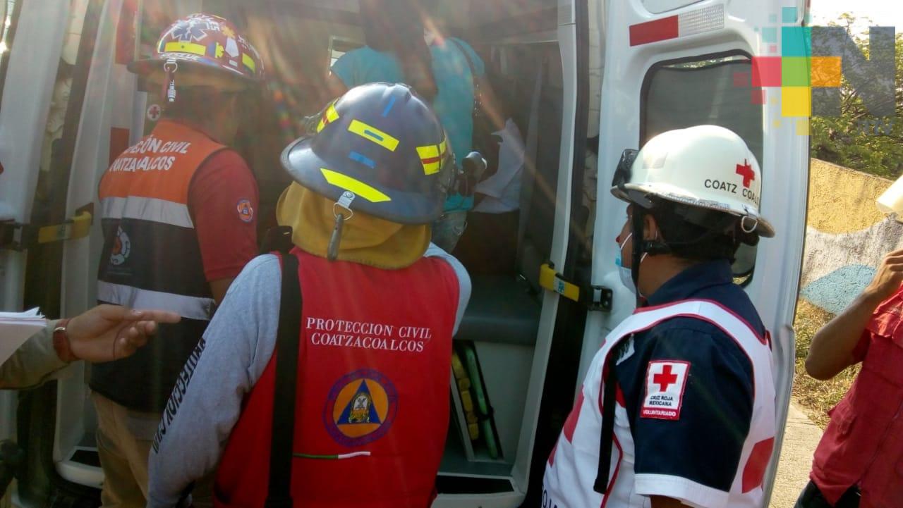 Choque entre camiones del transporte público deja cuatro personas lesionadas, en Coatzacoalcos