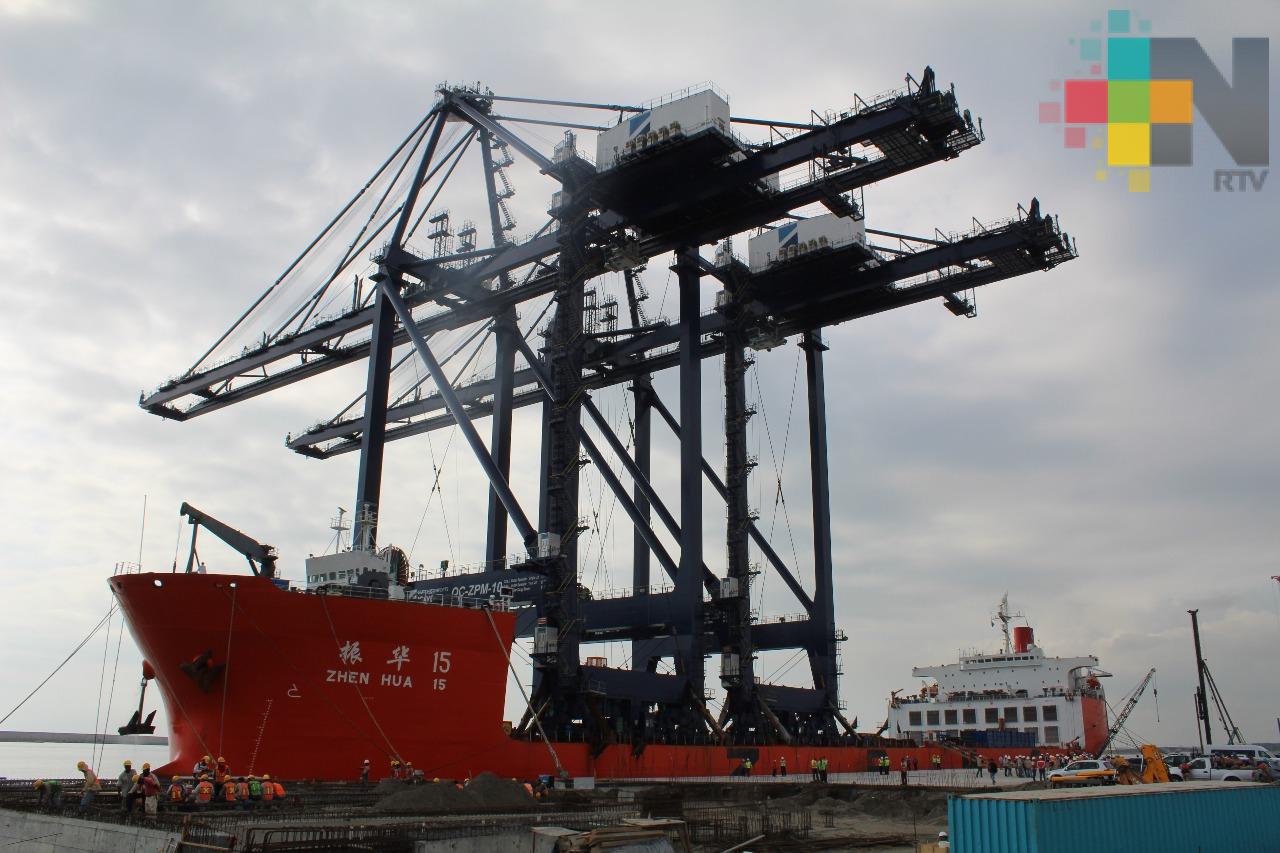Ingresan dos grúas con alta tecnología al Nuevo Puerto de Veracruz