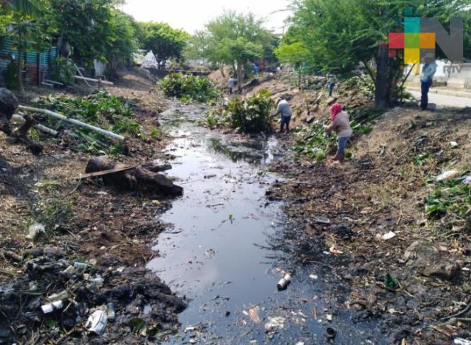 Agilizan trabajos de limpieza y desazolve de canales a cielo abierto en Coatzacoalcos