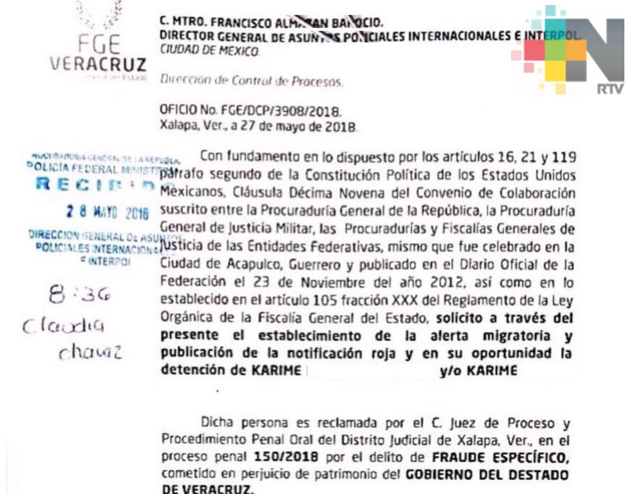 Solicita FGE instauración de Ficha Roja y Alerta Migratoria contra expresidenta del DIF Estatal, Karime “N”