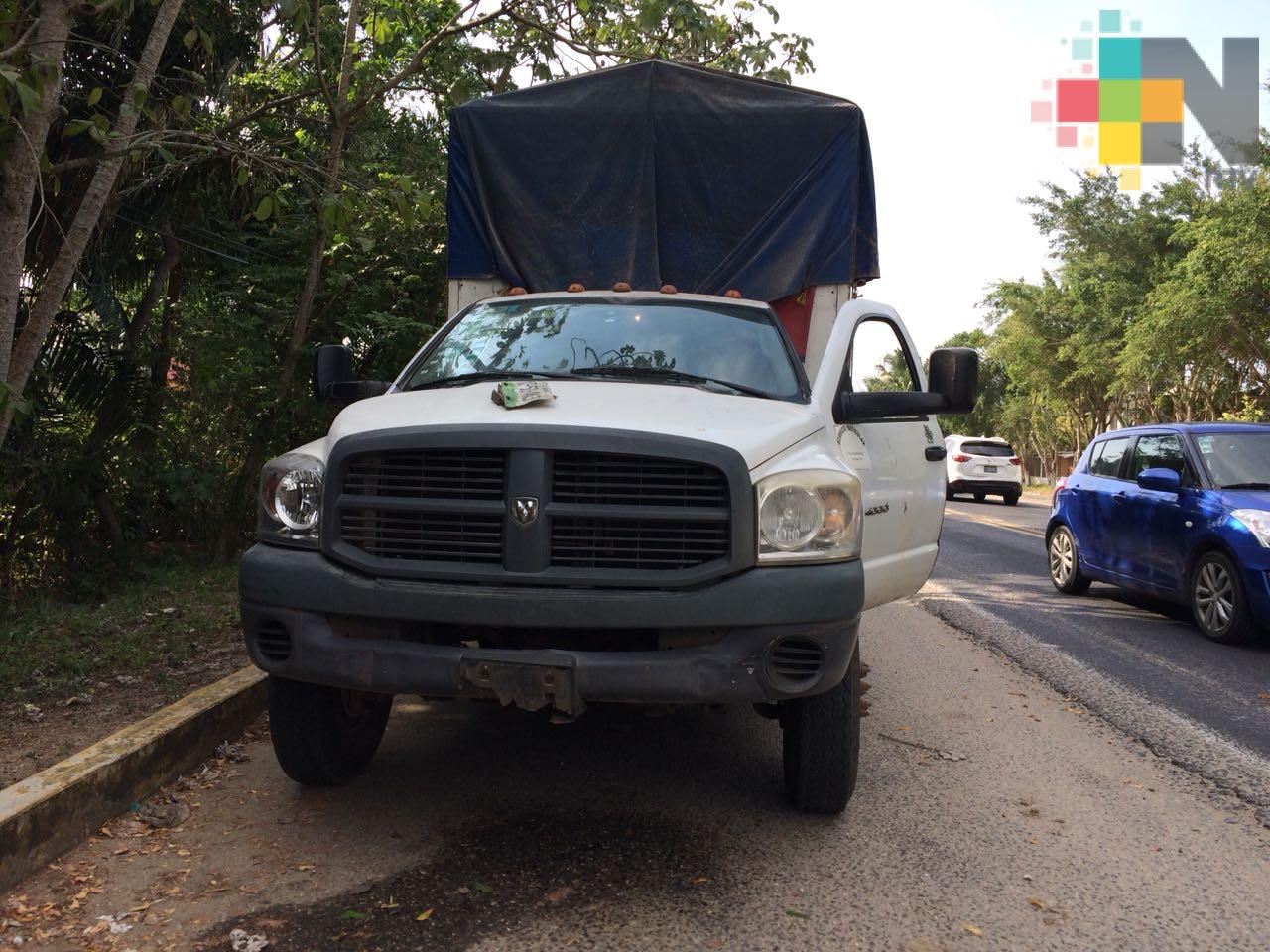 Gendarmería y Policía Estatal recuperan camioneta robada, en carretera antigua a Minatitlán