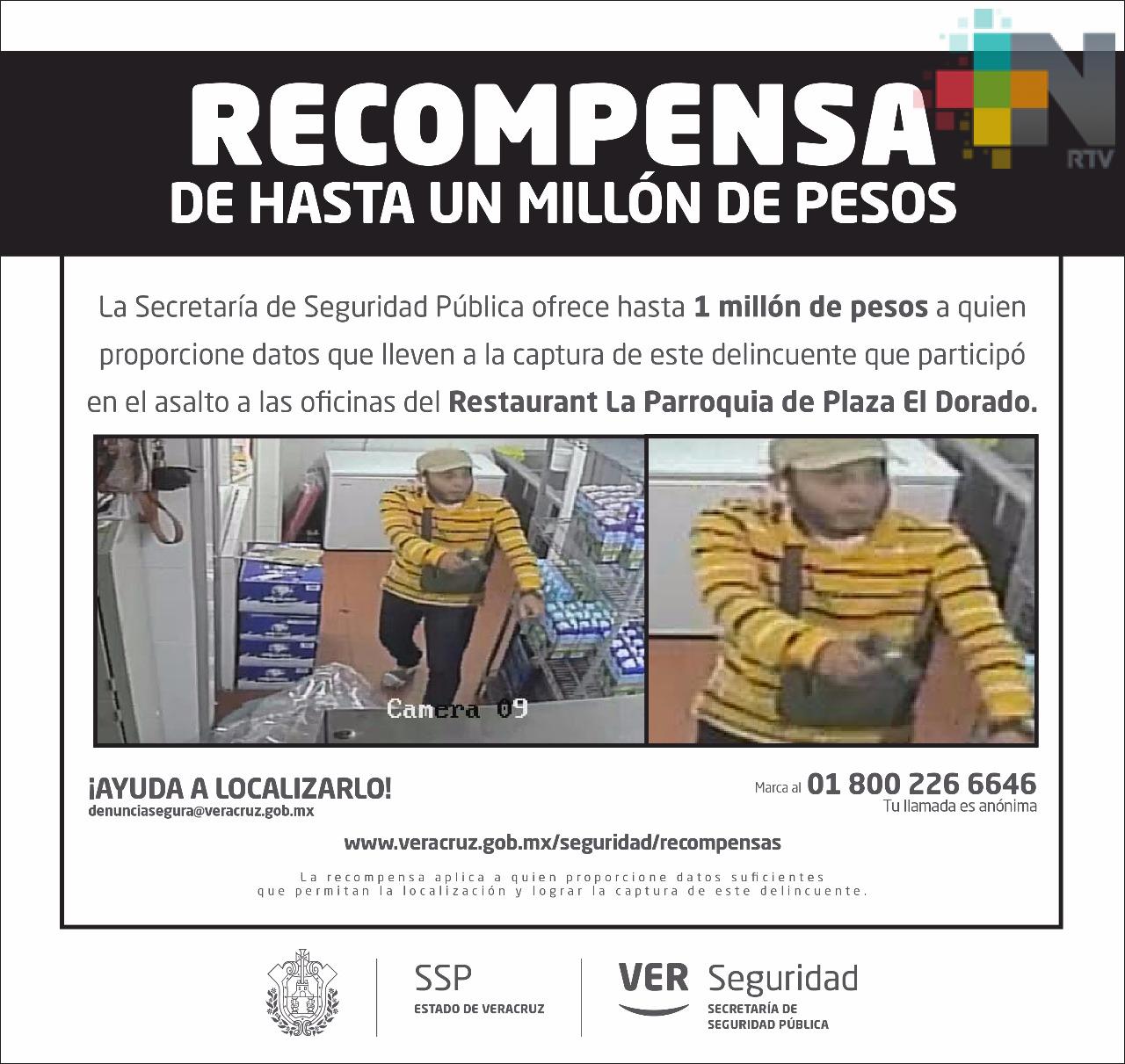 Recompensa de hasta un mdp por información de asaltantes de oficinas del Café La Parroquia en Plaza El Dorado