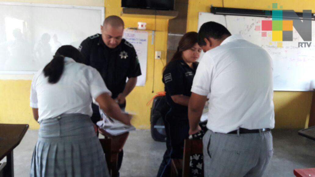 Realizan operativo “mochila segura” en escuelas de Tierra Blanca