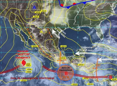 Aletta ya es huracán categoría 3, pero se aleja de las costas mexicanas