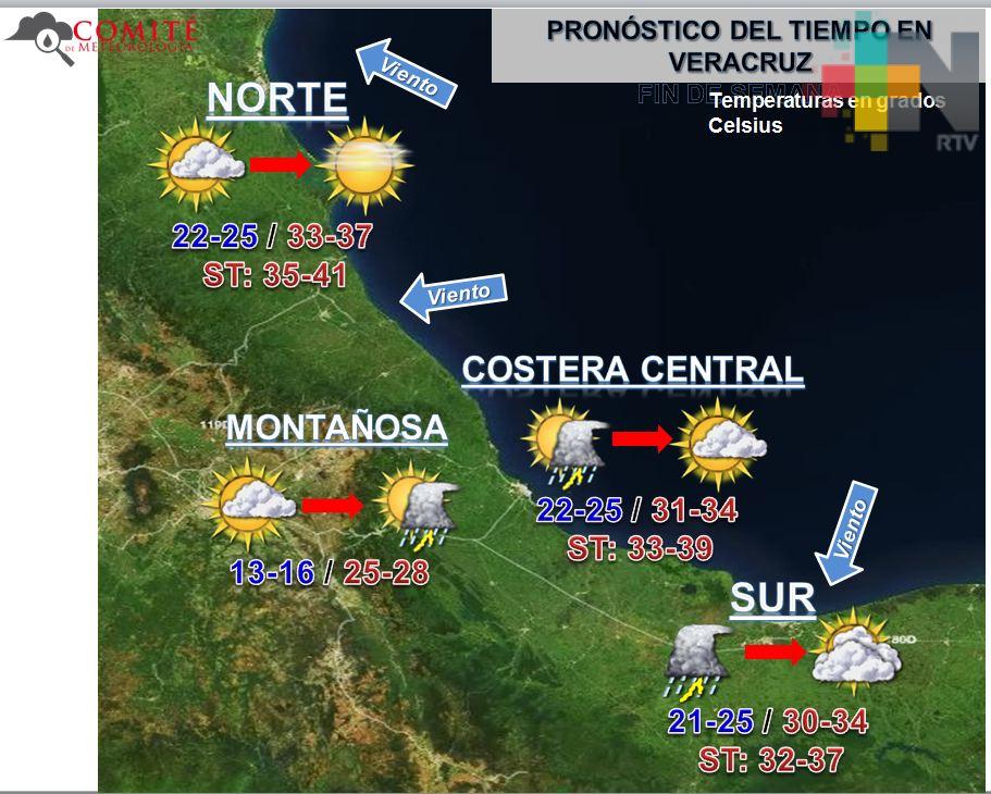 Ambiente cálido, pero con lluvias y actividad eléctrica por las noches se espera para este fin de semana