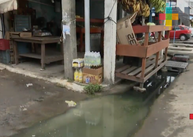 Mercado Malibrán reporta bajas ventas por encharcamientos de aguas negras