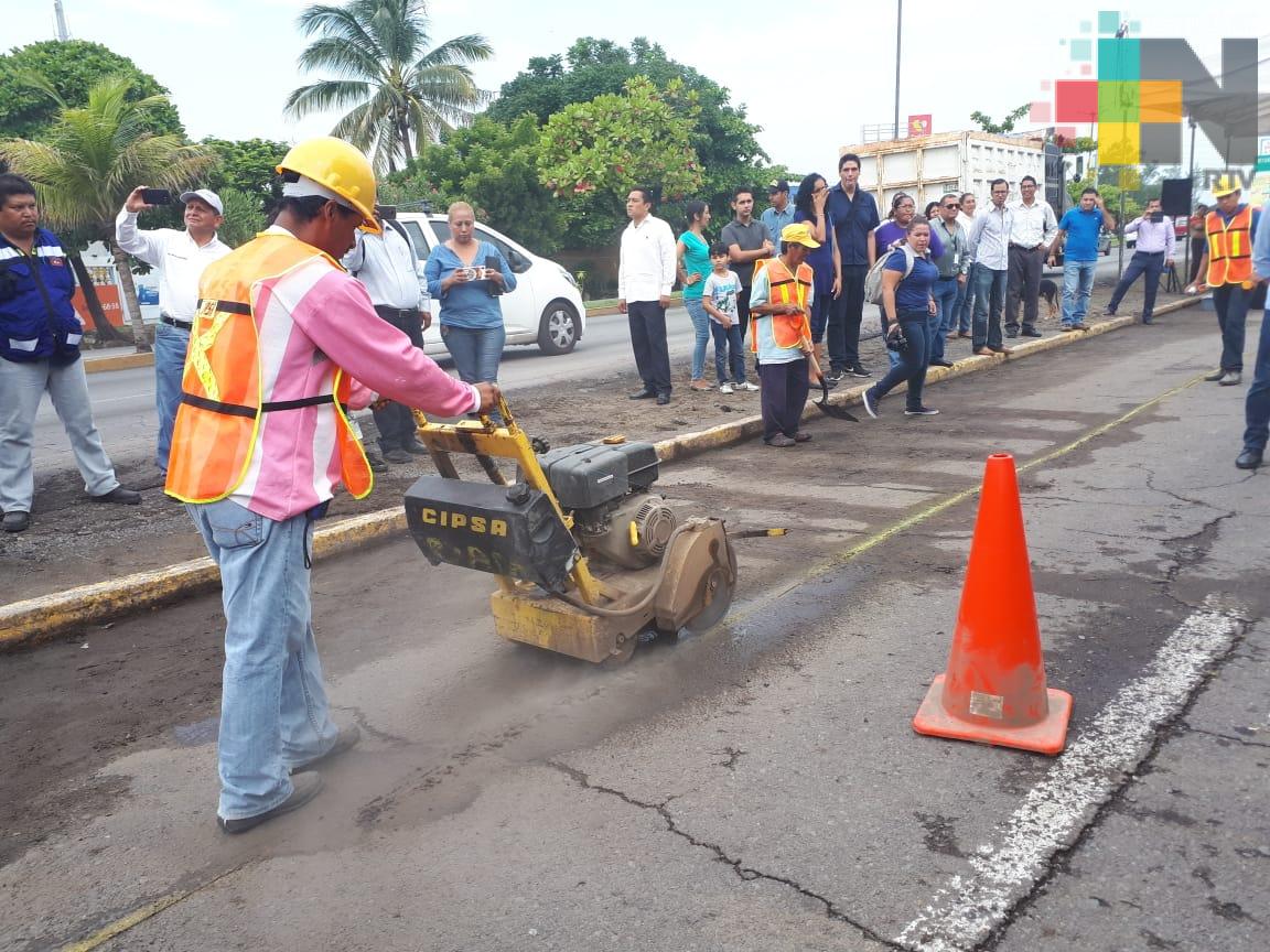 Duplican cuadrillas para reparar baches en el puerto de Veracruz