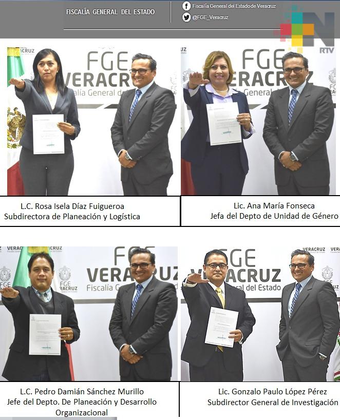 Nombran Fiscal General a titulares de Unidad de Género, Planeación y Desarrollo Organizacional, Subdirección de Investigación y Subdirección de Planeación y Logística