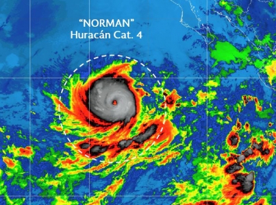 Huracán Norman se intensificó a categoría 4, lejos de costas mexicanas