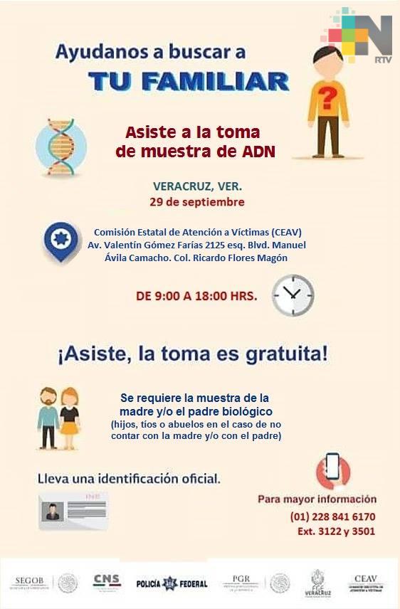 Convoca FGE a familiares de personas desaparecidas a toma de muestras, en Veracruz