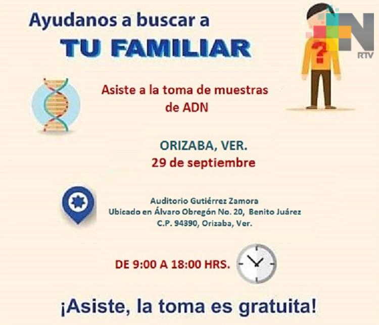 Convoca FGE  a familiares de personas desaparecidas a toma de muestras, en Orizaba