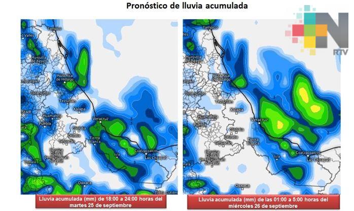 Se mantiene el potencial de lluvias y tormentas aisladas en  Veracruz