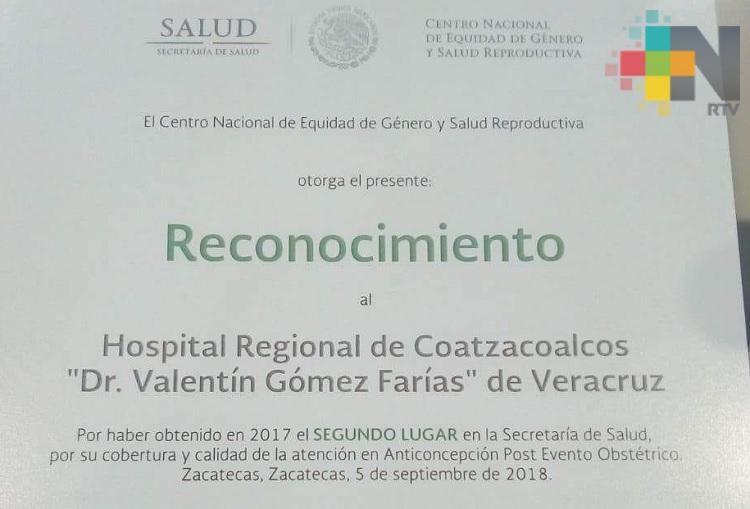 Reconocen a Hospital Regional de Coatzacoalcos por acciones contra muertes maternas