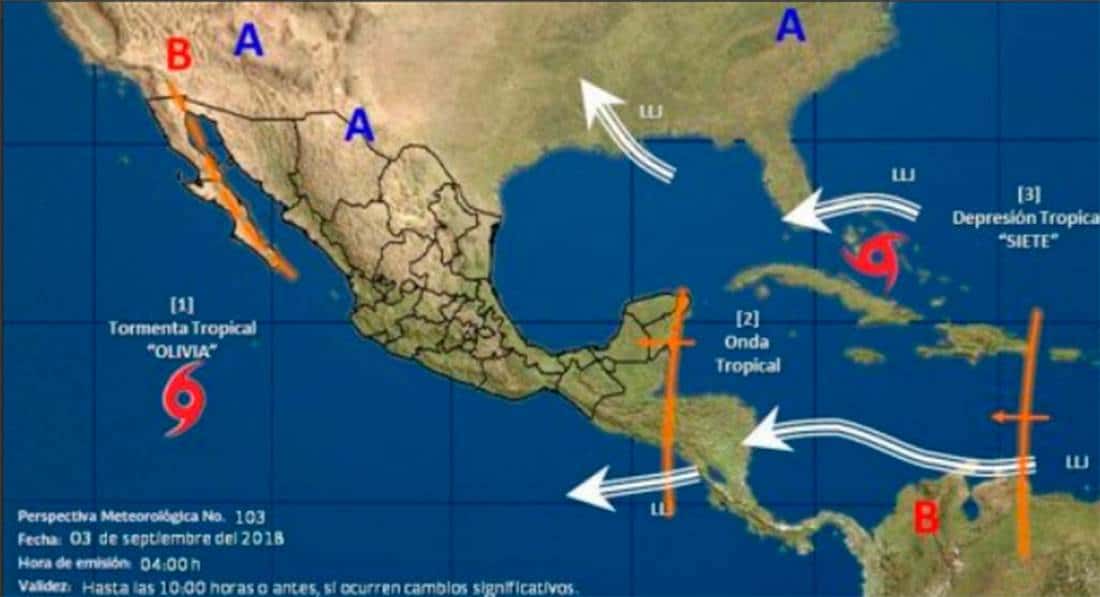 Tormenta tropical Olivia se ubica al suroeste de Península de Baja California
