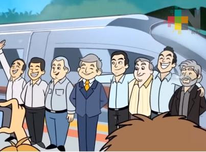 Con dibujos animados, López Obrador promueve Tren Maya