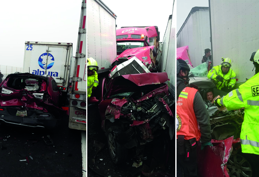 Tráiler sin frenos impacta a 10 vehículos en autopista Orizaba-Córdoba; hay 11 heridos