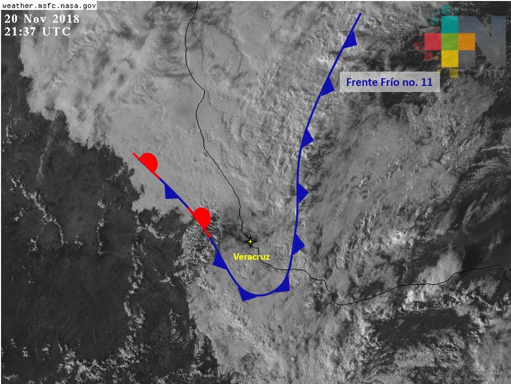 Nublados y potencial de lluvia generó el FF 11 en la zona centro de Veracruz