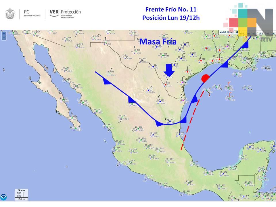 Lluvias y bajas temperaturas por entrada del Frente Frío 11