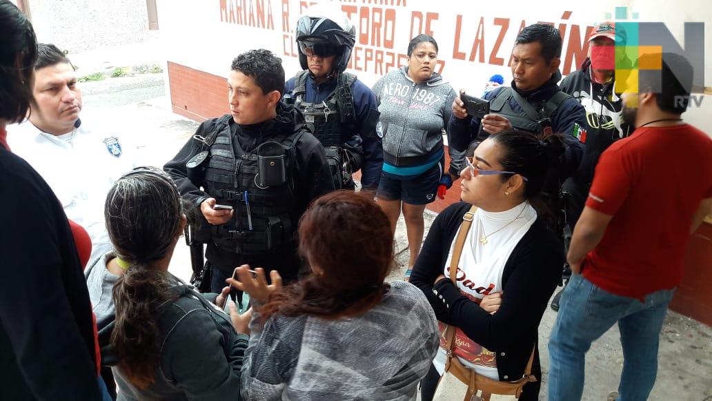 Elementos de SSP y Policía Naval intervienen en toma de primaria en el puerto de Veracruz