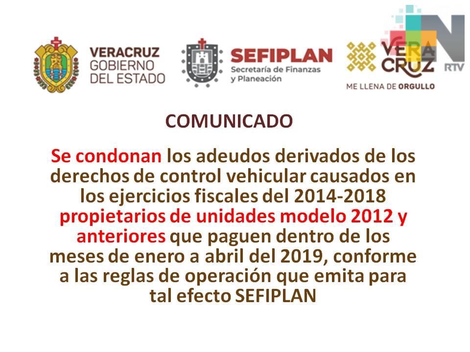 Condonarán adeudos de los derechos de control vehicular del 2014 al 2018