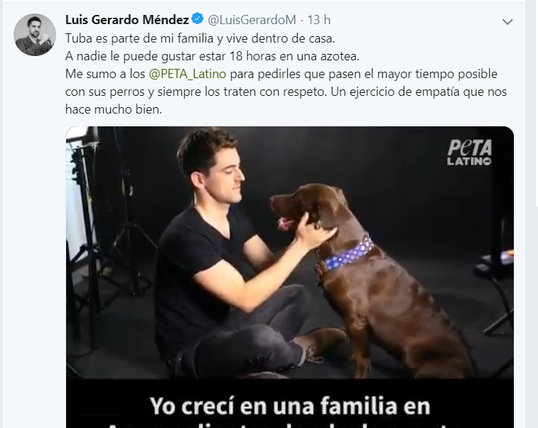 Actor Luis Gerardo Méndez promueve bondad hacia los animales