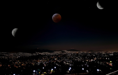 Mexicanos disfrutan eclipse lunar y «Luna de sangre»