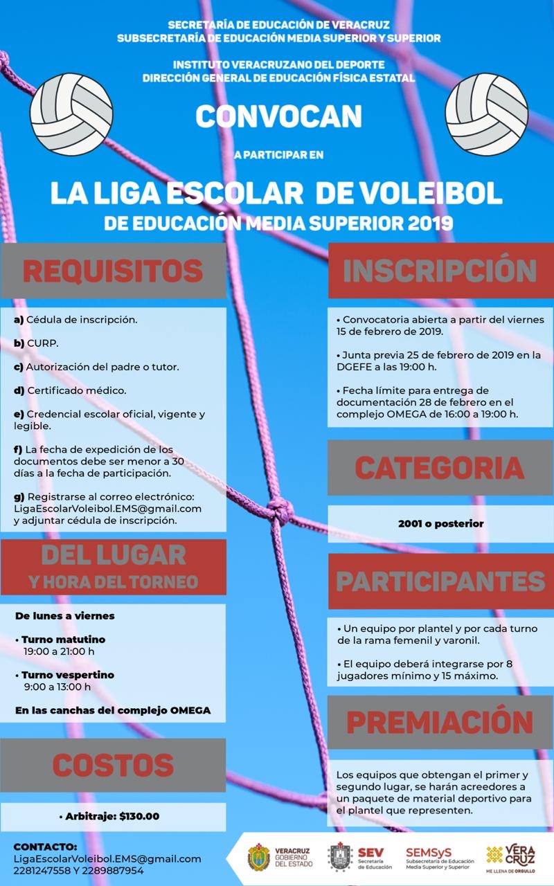 Convoca SEV a participar en la Liga Escolar de Voleibol