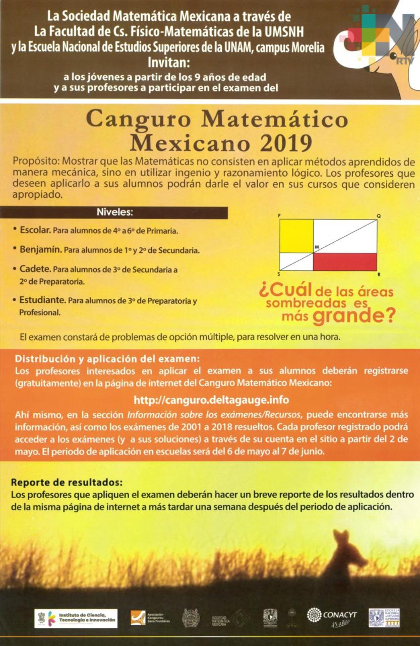 Invita SEV al Examen del Canguro Matemático Mexicano 2019