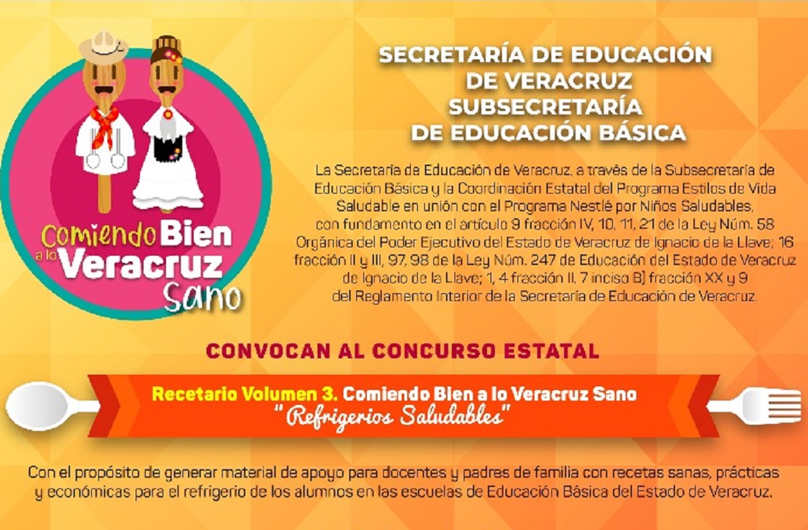 Invita SEV a participar en el Tercer Recetario Comiendo Bien a lo Veracruz Sano