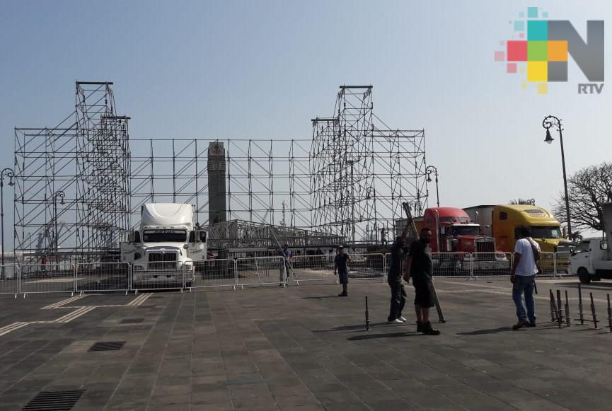 Inicia instalación de escenario para conciertos masivos del Carnaval de Veracruz