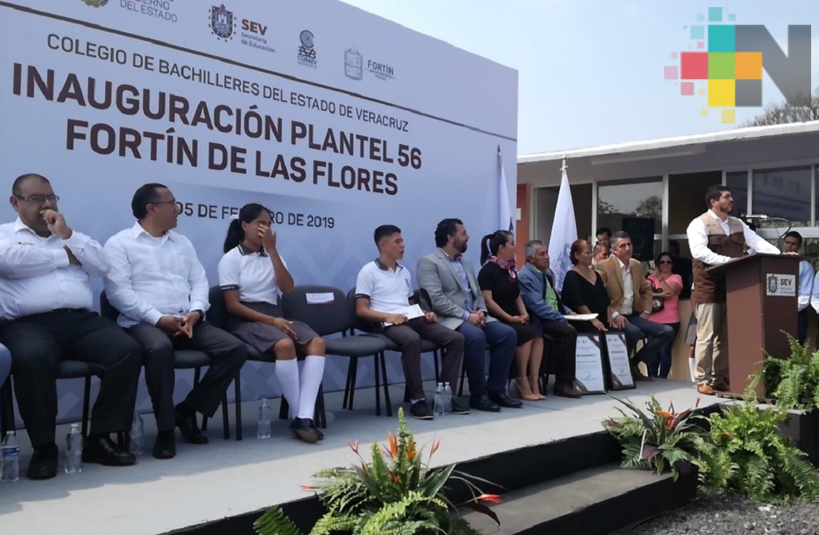 En Fortín de las Flores inauguran plantel del Colegio de Bachilleres del Estado de Veracruz