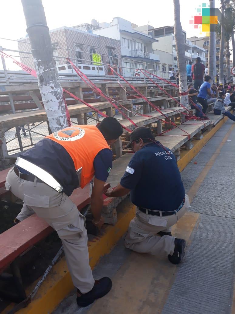Sella PC gradas dañadas, durante operativo por Carnaval de Veracruz