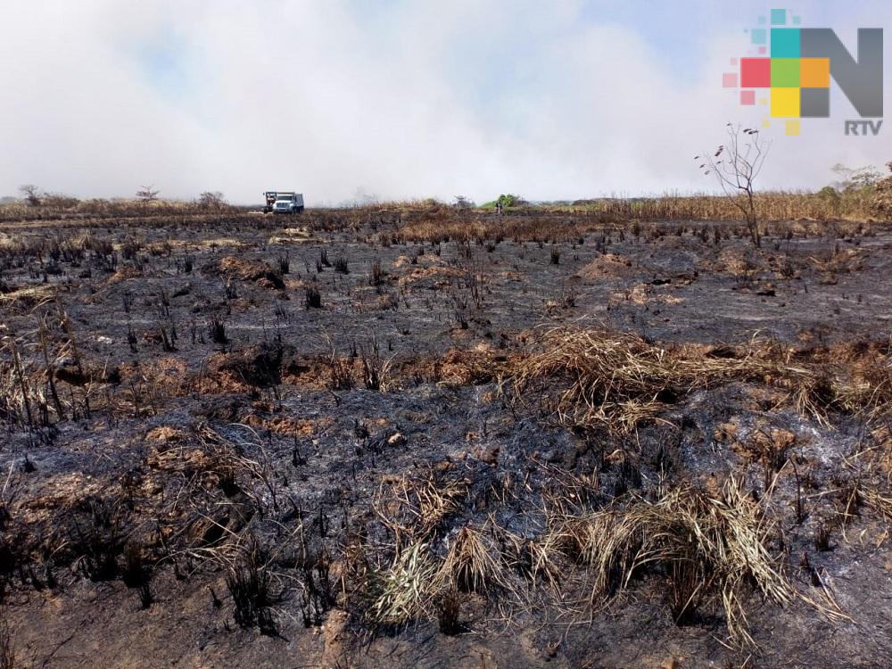 Combaten incendio con arena por falta de agua en Coatzacoalcos