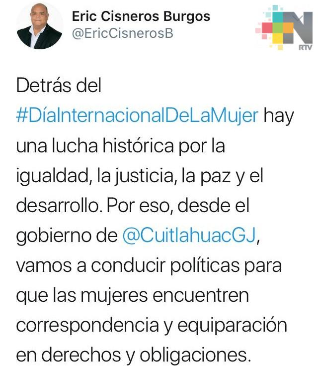 Detrás del Día Internacional de la Mujer hay una lucha histórica por la igualdad, justicia, paz y desarrollo: Eric Cisneros