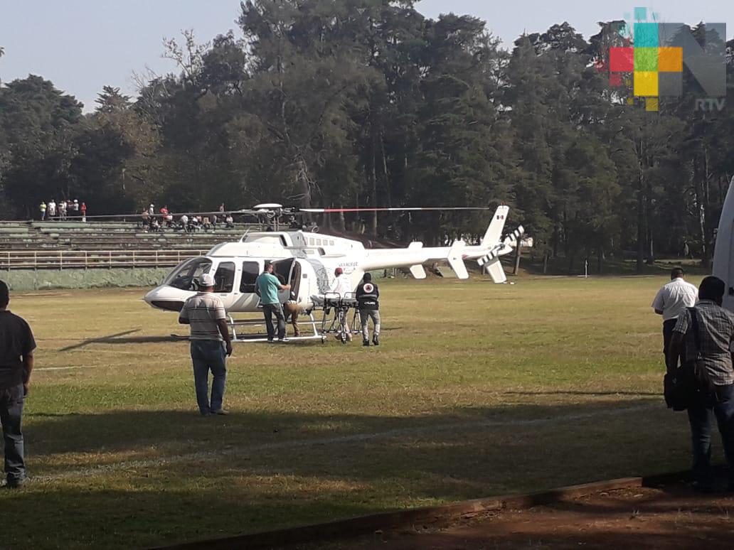 Trasladan a Xalapa en helicóptero, por emergencia, a paciente