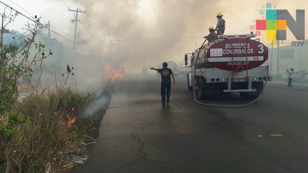 Controlan incendio en humedal de Boca del Río