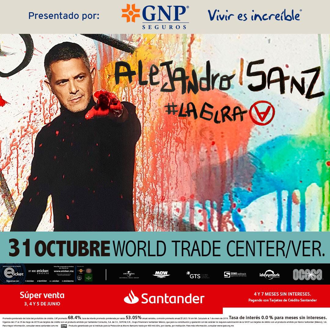Alejandro Sanz se presentará con #LAGIRA en el World Trade Center de Veracruz
